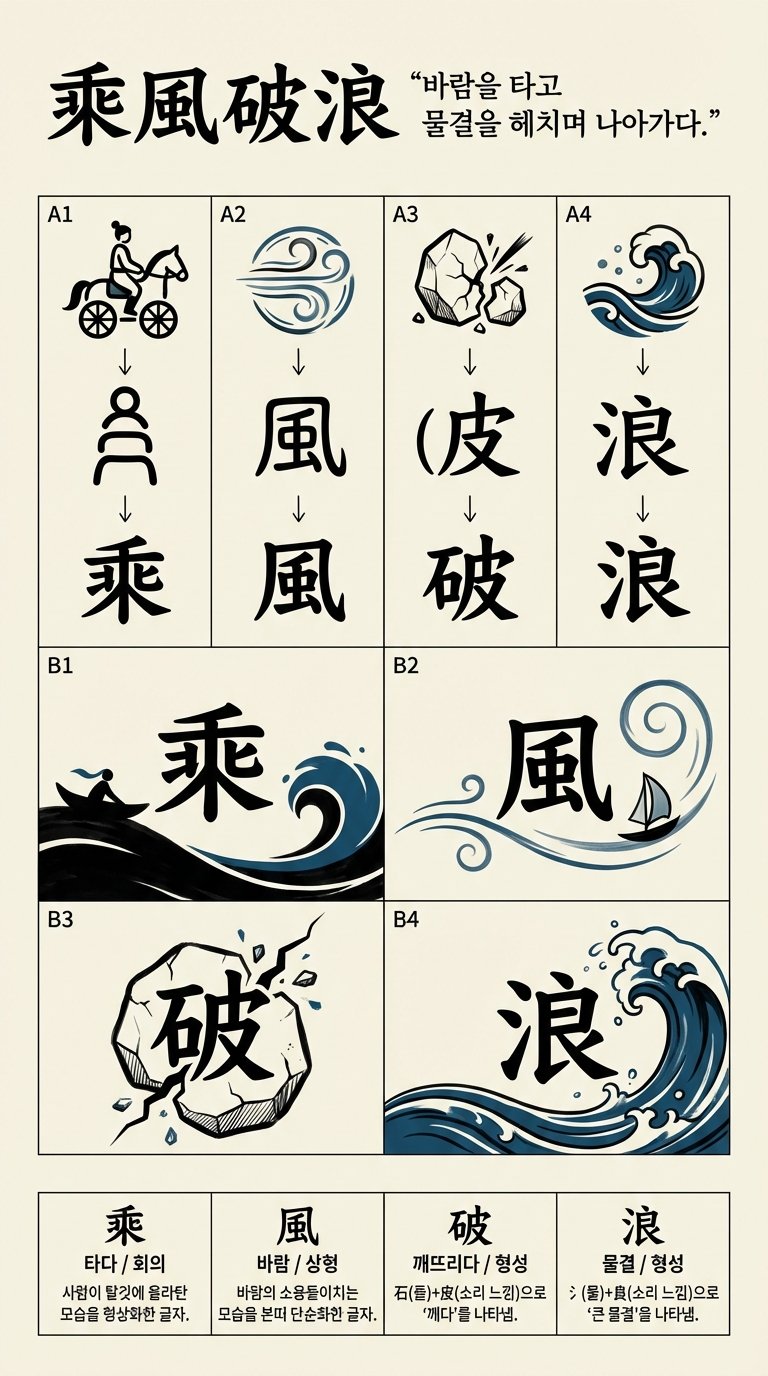 승풍파랑 한자 형성