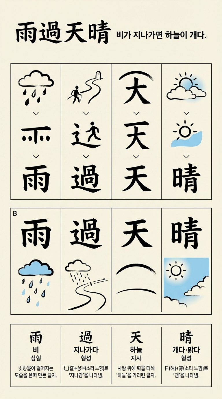 우과천청 한자 형성